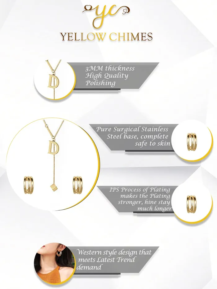 Earrings Yellow Chimes Yellow Chimes Chain Necklace With Threader Earrings Set Style4 Earrings Yellow Chimes Yellow Chimes Chain Necklace With Threader Earrings Set Style4