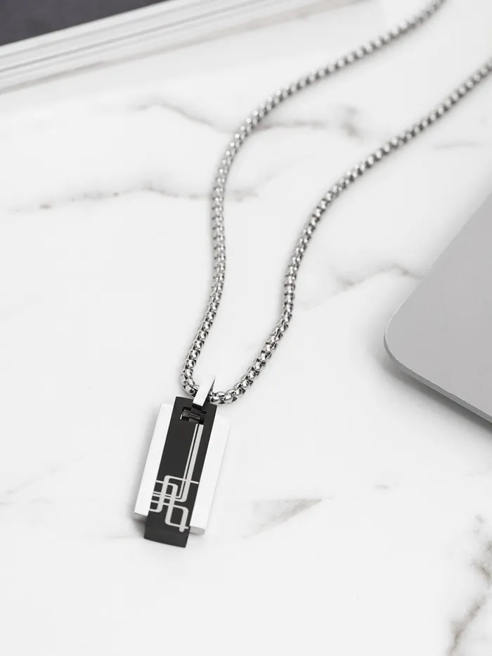 Earrings Yellow Chimes Yellow Chimes Chain Pendant for Men Fashion Silver Pendants for Men Geometric Shaped Stainless Steel Locket Chains Pendent for Boys Urban Edge Birthday Anniversary Gift for Men Boys