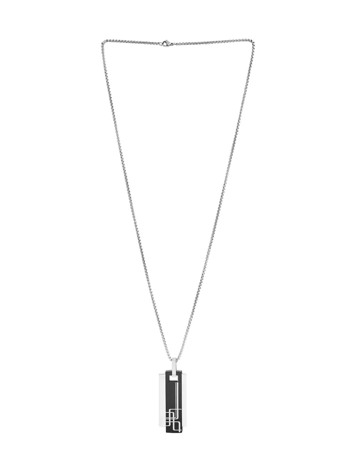 Earrings Yellow Chimes Yellow Chimes Chain Pendant for Men Fashion Silver Pendants for Men Geometric Shaped Stainless Steel Locket Chains Pendent for Boys Urban Edge Birthday Anniversary Gift for Men Boys