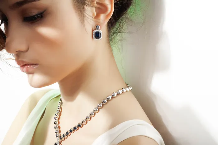 Earrings Yellow Chimes Yellow Chimes Crystals from Swarovski Divine Angelic Blue Hues Dangle Drop Earrings For Women