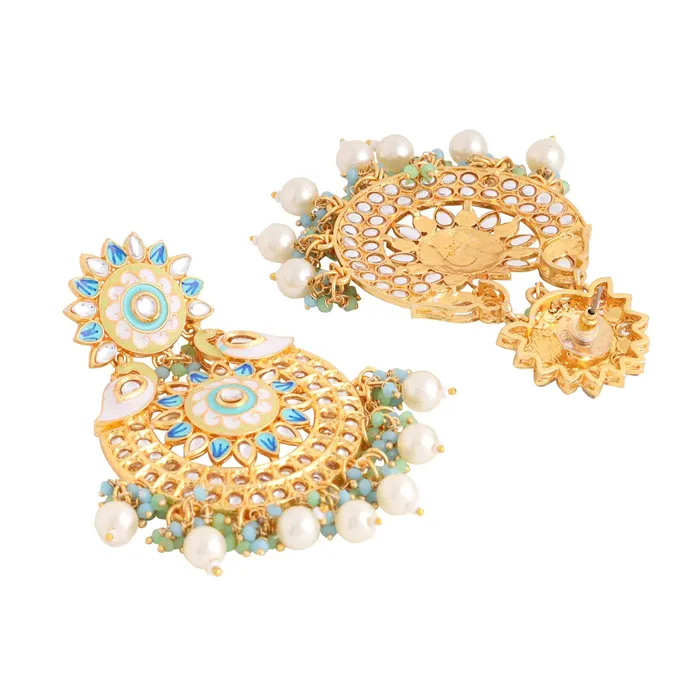 Earrings Yellow Chimes Yellow Chimes Earrings for Women and Girls Meenakari Chandbali Gold Plated Multicolor Meenakari Chandbali Earrings Birthday Gift for girls and women Anniversary Gift for Wife