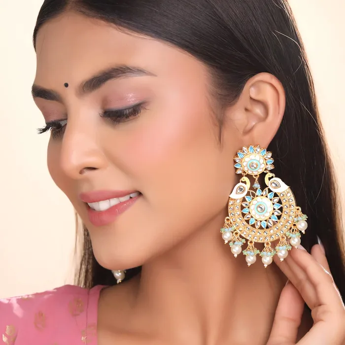 Earrings Yellow Chimes Yellow Chimes Earrings for Women and Girls Meenakari Chandbali Gold Plated Multicolor Meenakari Chandbali Earrings Birthday Gift for girls and women Anniversary Gift for Wife