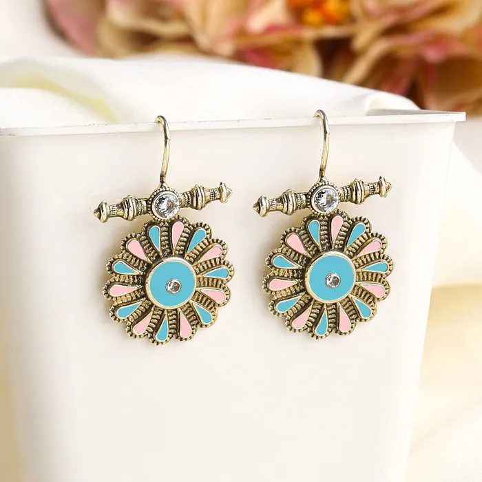 Earrings Yellow Chimes Yellow Chimes Earrings for Women and Girls Meenakari Drop Earrings Silver Oxidised Meenakari Drop Earrings Birthday Gift for girls and women Anniversary Gift for Wife