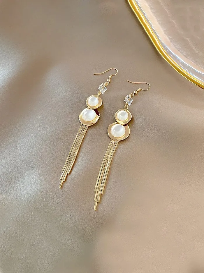 Earrings Yellow Chimes Yellow Chimes Earrings for Women and Girls Pearl Dangler Gold Toned White Stone Studded Long Danglers Earrings Birthday Gift for girls and women Anniversary Gift for Wife
