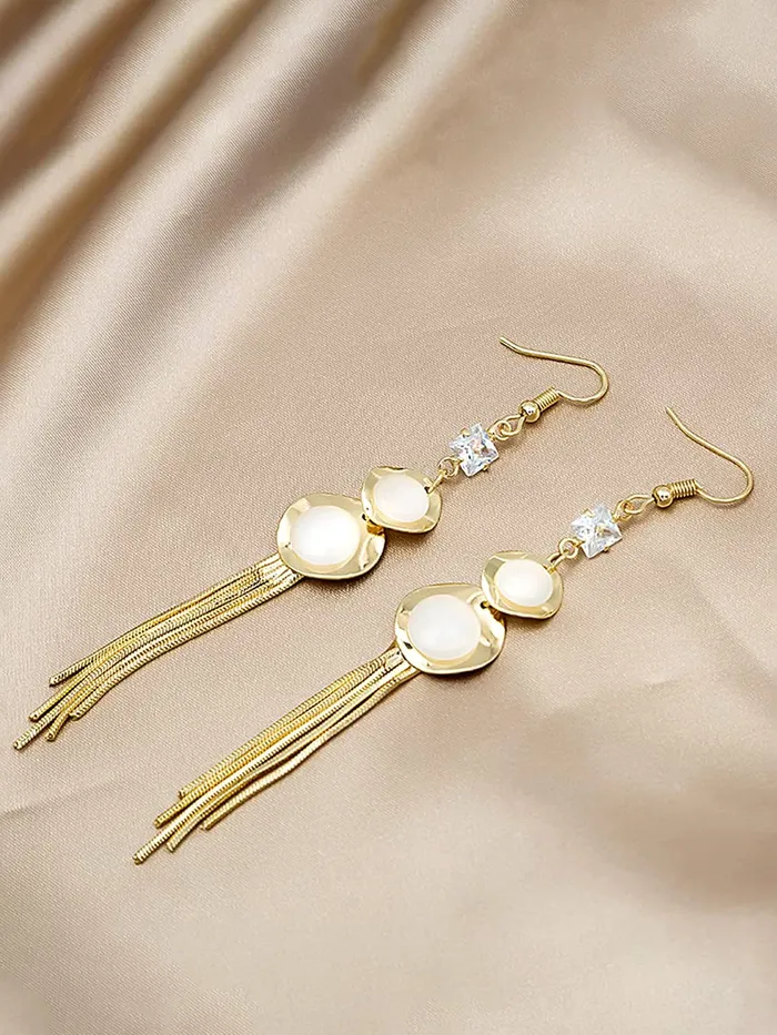 Earrings Yellow Chimes Yellow Chimes Earrings for Women and Girls Pearl Dangler Gold Toned White Stone Studded Long Danglers Earrings Birthday Gift for girls and women Anniversary Gift for Wife