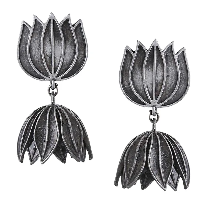 Earrings Yellow Chimes Yellow Chimes Earrings For Women Oxidised Silver Toned Floral Designed Drop Earrings For Women and Girls Earrings Yellow Chimes Yellow Chimes Earrings For Women Oxidised Silver Toned Floral Designed Drop Earrings For Women and Girls