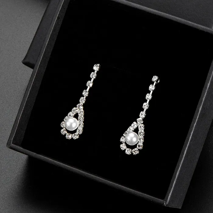 Earrings Yellow Chimes Yellow Chimes Elegant Latest Fashion A5 Grade Zircon Crystal Pearl Silver Choker Necklace Set for Women and Girls White Medium Model YCFJNS361PRLCLSL