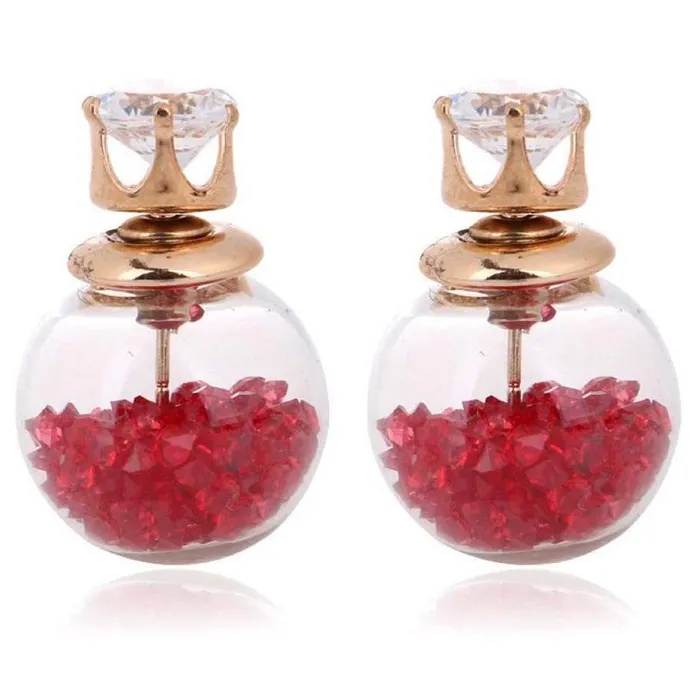 Earrings Yellow Chimes Yellow Chimes Elegant Multicolor Crystal Double Sided Combo Stud Earrings for Women and Girls
