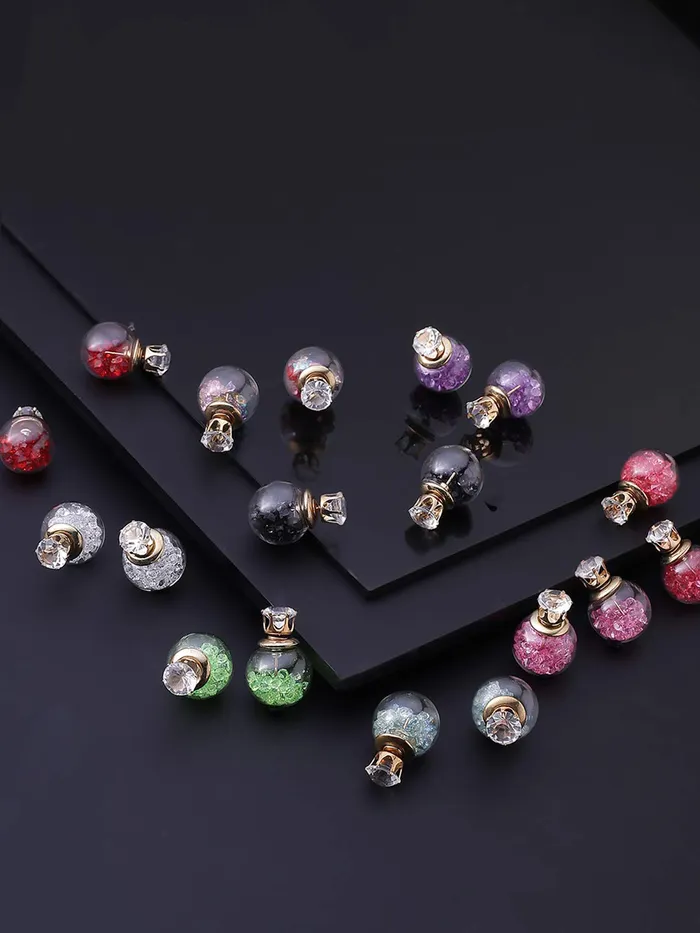 Earrings Yellow Chimes Yellow Chimes Elegant Multicolor Crystal Double Sided Combo Stud Earrings for Women and Girls