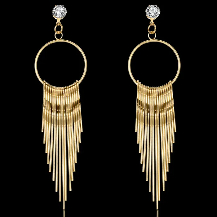 Earrings Yellow Chimes Yellow Chimes Golden Strings Gold Chandelier Earring for Women Girls