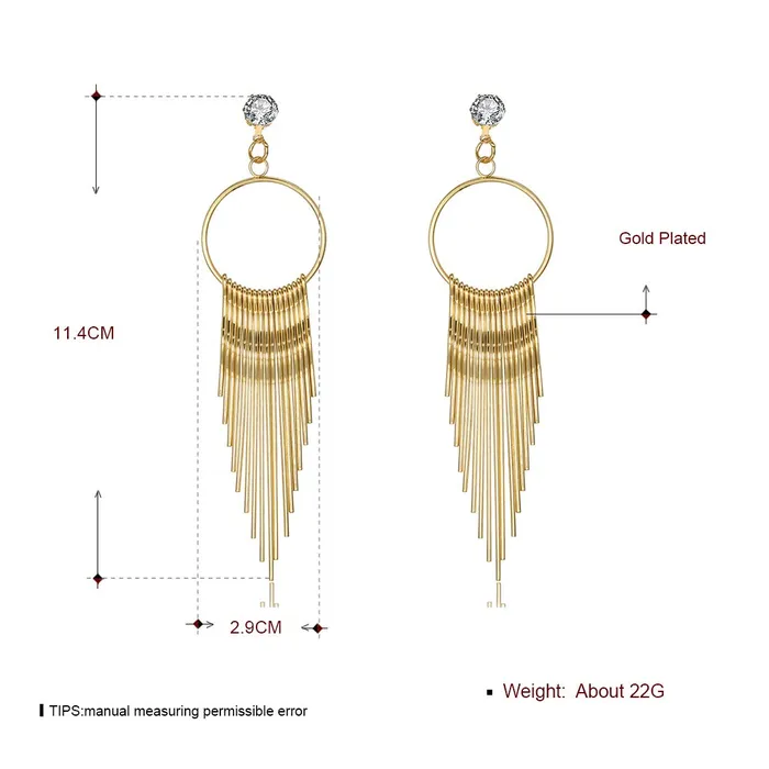 Earrings Yellow Chimes Yellow Chimes Golden Strings Gold Chandelier Earring for Women Girls