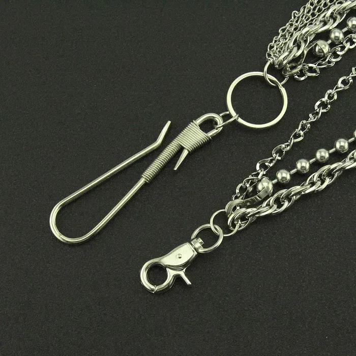Earrings Yellow Chimes Yellow Chimes Jeans Chain for Men Stainless Steel Silver Multilayer Jeans Chain for Men and Boys