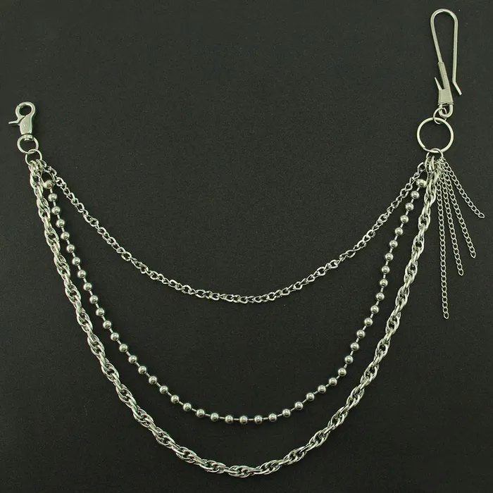Earrings Yellow Chimes Yellow Chimes Jeans Chain for Men Stainless Steel Silver Multilayer Jeans Chain for Men and Boys