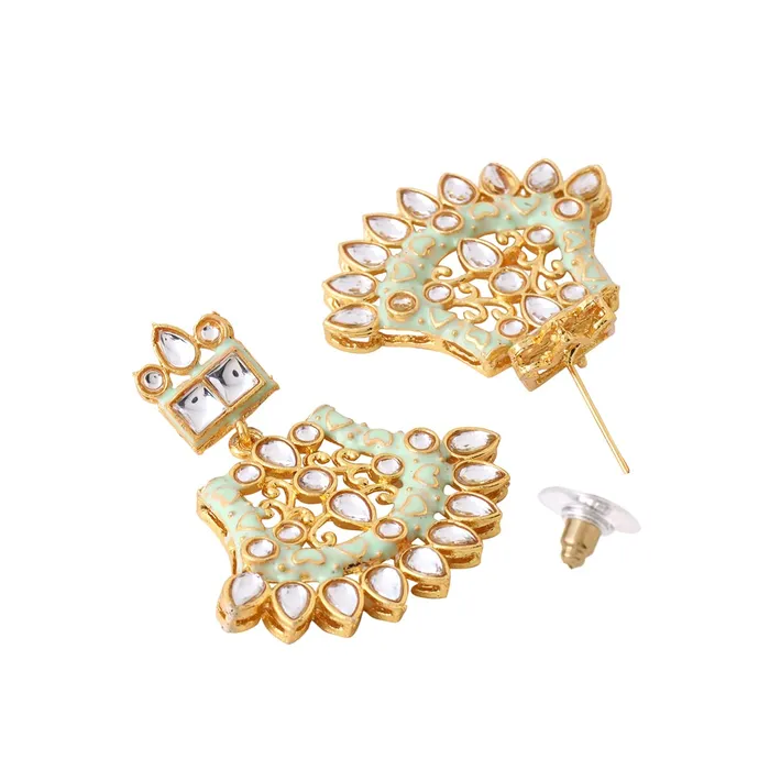 Earrings Yellow Chimes Yellow Chimes Jewellery Set for Women and Girls Kundan Jewellery Set for Women Gold Tone Moti Beads Kundan Necklace Set Birthday Gift for girls and women Anniversary Gift for Wife