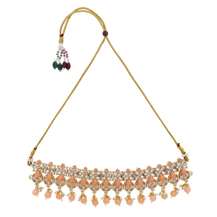 Earrings Yellow Chimes Yellow Chimes Jewellery Set for Women and Girls Kundan Necklace Set for Girls Gold Plated Beads Drop Kundan Choker Necklace Set Birthday Gift for girls and women Anniversary Gift for Wife