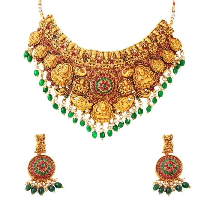 Earrings Yellow Chimes Yellow Chimes Jewellery Set for Women and Girls Temple Jewellery Set for Women Gold Plated Traditional Choker Necklace Set Birthday Gift for girls and women Anniversary Gift for Wife Earrings Yellow Chimes Yellow Chimes Jewellery Set for Women and Girls Temple Jewellery Set for Women Gold Plated Traditional Choker Necklace Set Birthday Gift for girls and women Anniversary Gift for Wife
