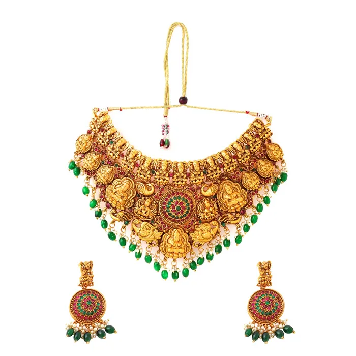 Earrings Yellow Chimes Yellow Chimes Jewellery Set for Women and Girls Temple Jewellery Set for Women Gold Plated Traditional Choker Necklace Set Birthday Gift for girls and women Anniversary Gift for Wife