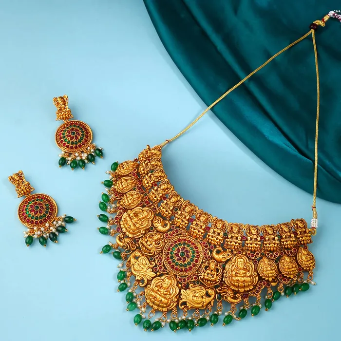 Earrings Yellow Chimes Yellow Chimes Jewellery Set for Women and Girls Temple Jewellery Set for Women Gold Plated Traditional Choker Necklace Set Birthday Gift for girls and women Anniversary Gift for Wife