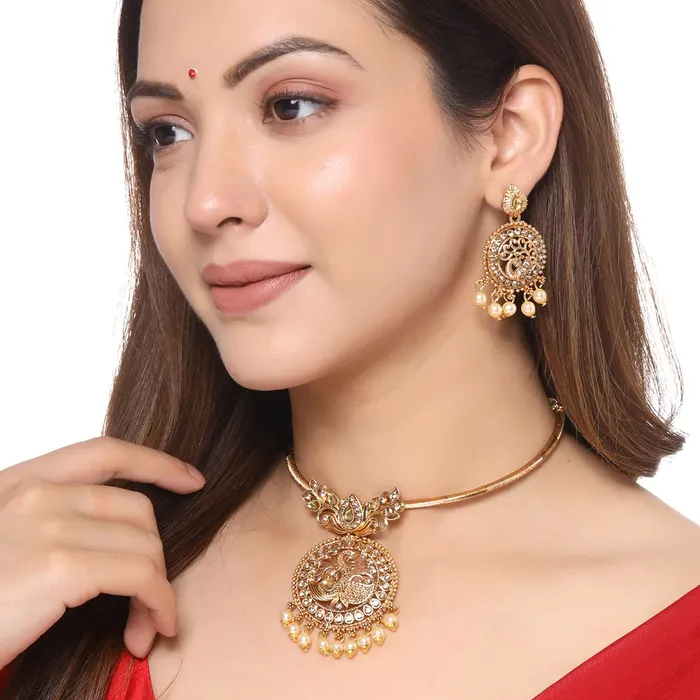 Earrings Yellow Chimes Yellow Chimes Jewellery Set for Women and Girls Traditional Jewellery Set Bridal Gold Plated Choker Necklace Set Birthday Gift for girls and women Anniversary Gift for Wife
