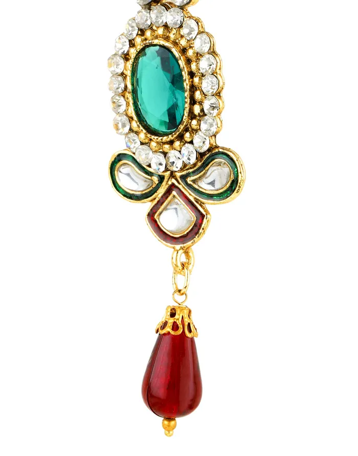 Earrings Yellow Chimes Yellow Chimes Kundan Party Wear Necklace Traditional Jewellery Set with Earrings for Women Girls
