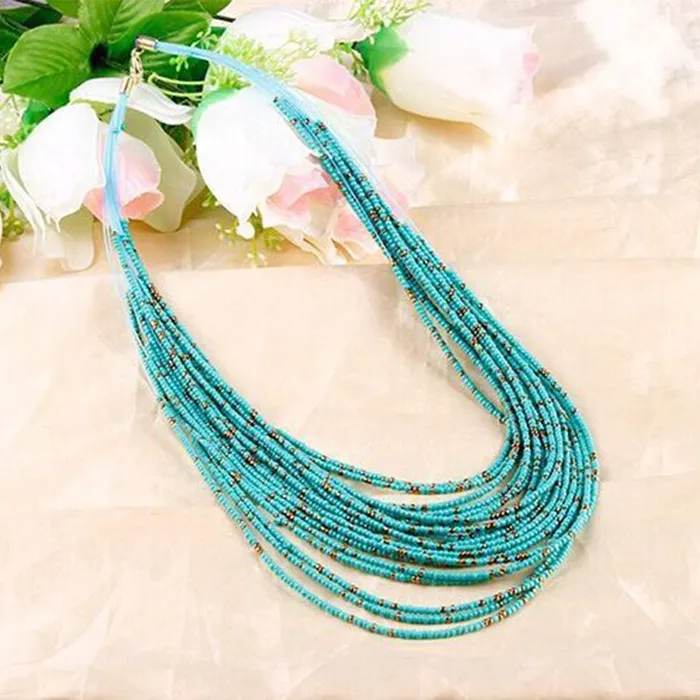 Earrings Yellow Chimes Yellow Chimes Latest Fashion Vogue Bohemia Handmade Cluster Multilayer Beads Stylish Long Necklace for Women and Girls