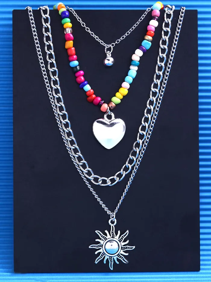 Earrings Yellow Chimes Yellow Chimes Layered Choker Necklace for Women Multi Color Plated Thick Chain Multi Layer Chain Choker Necklace for Girls and Women NK 8
