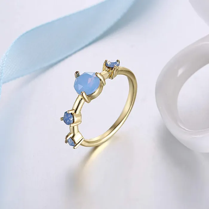 Earrings Yellow Chimes Yellow Chimes Manmade Aqua Opal Blue Gold Ring for Women Girls