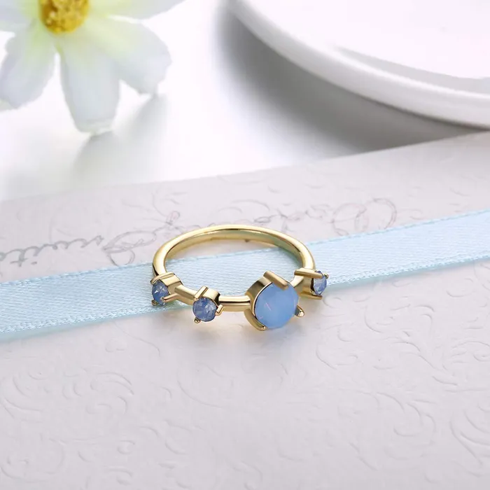 Earrings Yellow Chimes Yellow Chimes Manmade Aqua Opal Blue Gold Ring for Women Girls