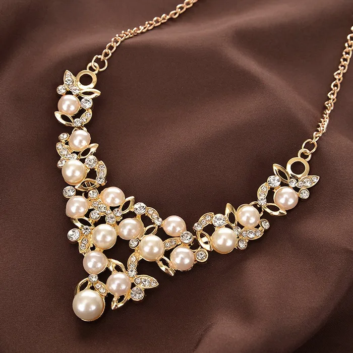 Earrings Yellow Chimes Yellow Chimes Necklace with Earrings Collection Gold Plated and Pearl Jewellery Set for Women WhiteGolden