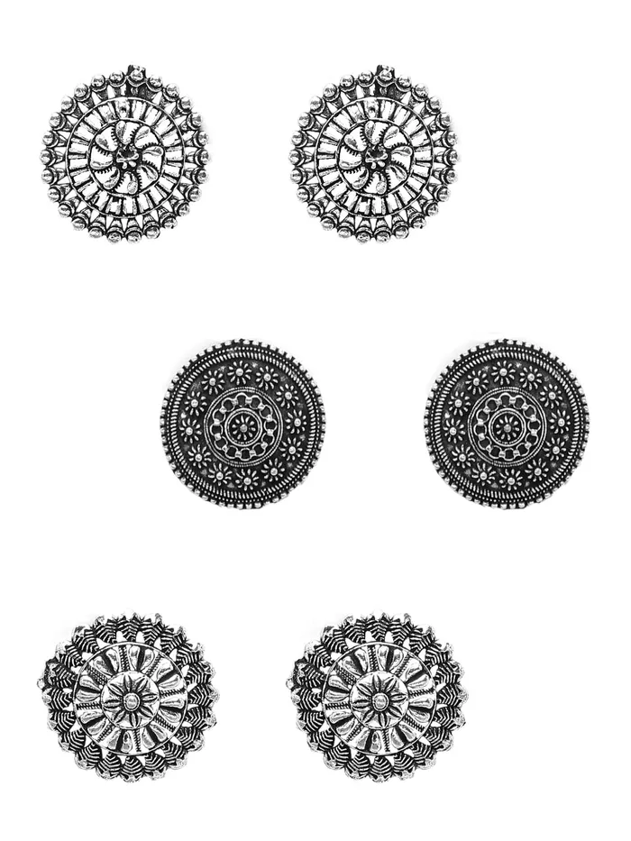 Earrings Yellow Chimes Yellow Chimes Oxidised Earrings for Women Set of 3 Pairs Traditional Antique Design Boho Silver Oxidized Earrings Combo For Women and Girls Earrings Yellow Chimes Yellow Chimes Oxidised Earrings for Women Set of 3 Pairs Traditional Antique Design Boho Silver Oxidized Earrings Combo For Women and Girls