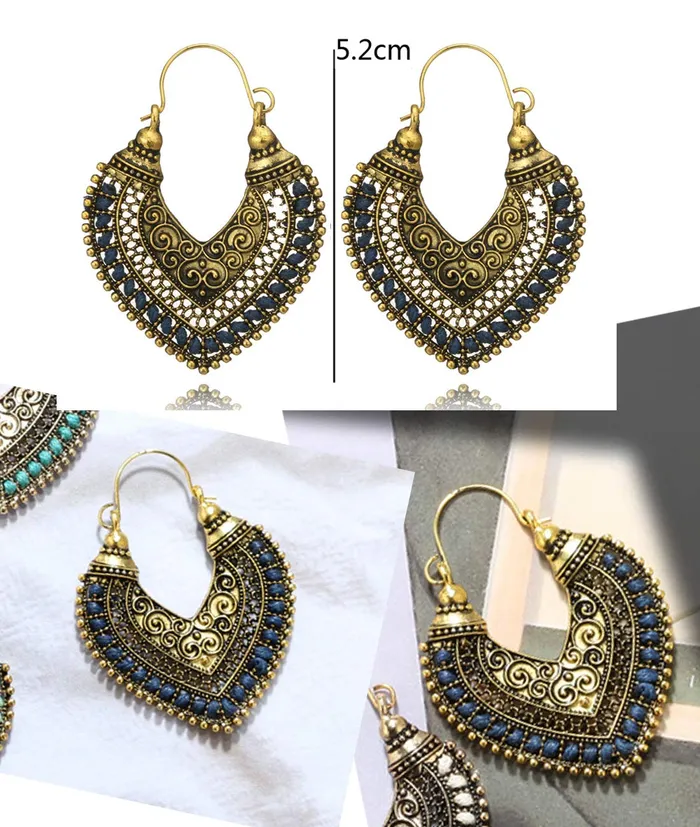 Earrings Yellow Chimes Yellow Chimes Oxidized Indian Traditional Fancy Earrings Chandbali for Women and Girls