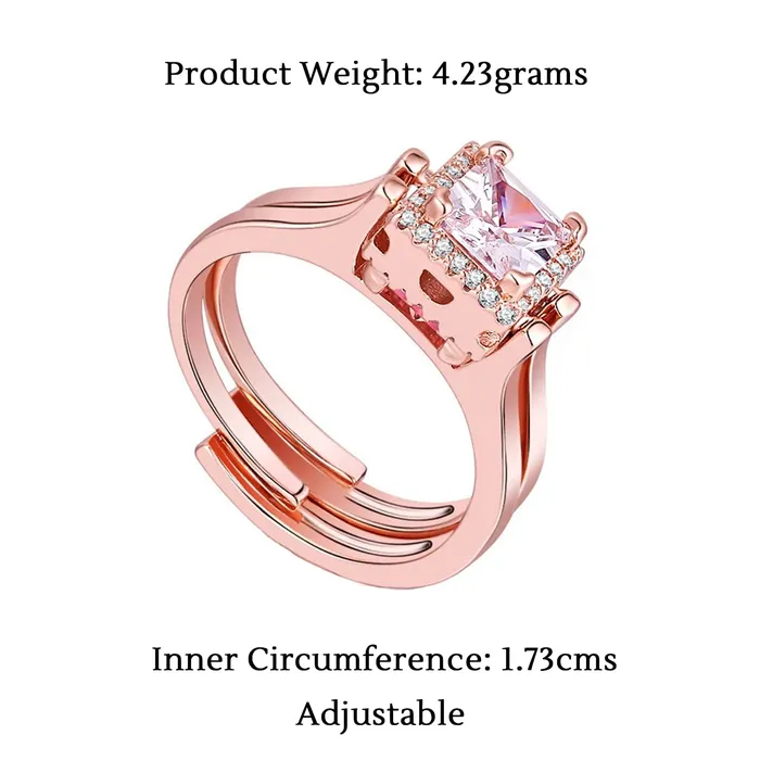 Earrings Yellow Chimes Yellow Chimes Rings for Women Girls Dual Flip Rose Gold Ring Adjustable Crystal Rings Square Shaped Crystal Ring for Women Birthday Gift for girls women Anniversary Gift for Wife