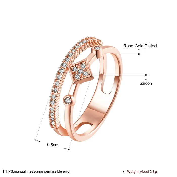 Earrings Yellow Chimes Yellow Chimes Rings for Women Rose gold plated White Crystal Stoned Stainless Steel metal Band Designed Ring for women and girlsSize 8