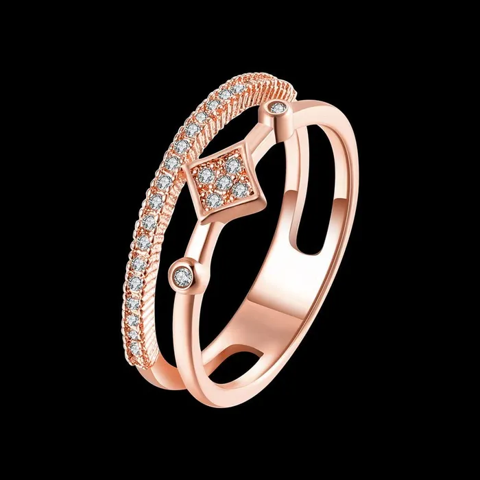 Earrings Yellow Chimes Yellow Chimes Rings for Women Rose gold plated White Crystal Stoned Stainless Steel metal Band Designed Ring for women and girlsSize 8