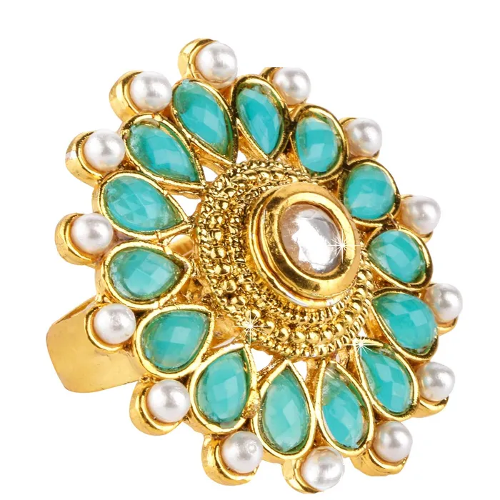 Earrings Yellow Chimes Yellow Chimes Rings for Women Traditional Rings Turquoise Pearl Studded Gold Plated Cocktail Wedding Rings for Women and Girls Earrings Yellow Chimes Yellow Chimes Rings for Women Traditional Rings Turquoise Pearl Studded Gold Plated Cocktail Wedding Rings for Women and Girls