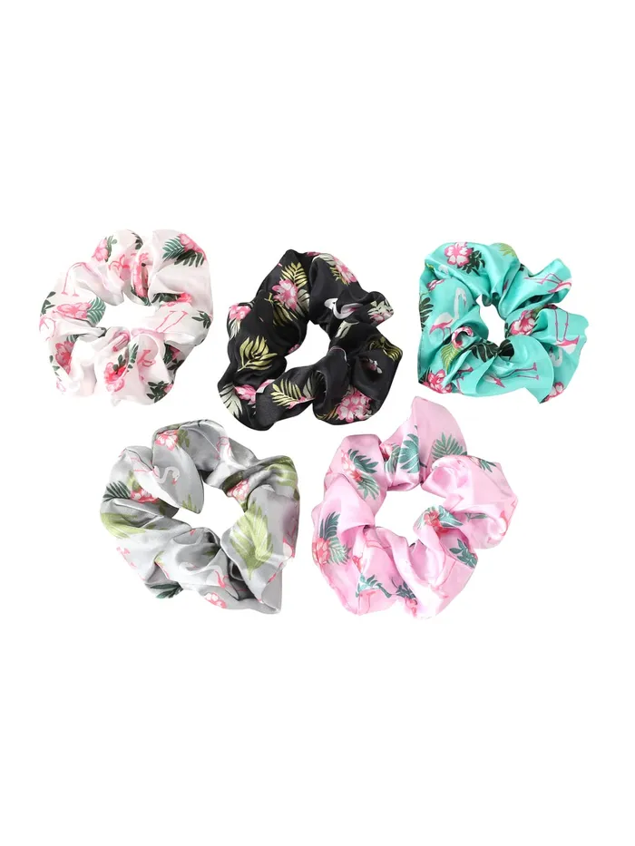 Earrings Yellow Chimes Yellow Chimes Scrunchies for Women Set of 5 Scrunchies Hair Ties Floral Print Satin Scrunchies Ponytail Holders For Women and Girls Hair Accessories