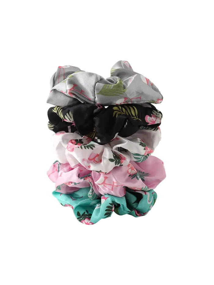 Earrings Yellow Chimes Yellow Chimes Scrunchies for Women Set of 5 Scrunchies Hair Ties Floral Print Satin Scrunchies Ponytail Holders For Women and Girls Hair Accessories
