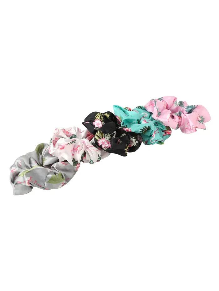Earrings Yellow Chimes Yellow Chimes Scrunchies for Women Set of 5 Scrunchies Hair Ties Floral Print Satin Scrunchies Ponytail Holders For Women and Girls Hair Accessories