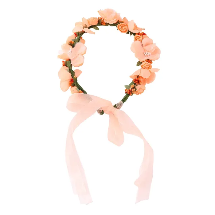 Earrings Yellow Chimes Yellow Chimes Tiara for Women and Girls Floral Hair Vine for Women White Bridal Hair Vine Tiara Headband Hair Accessories Wedding Jewellery for Girls and Women Pink1