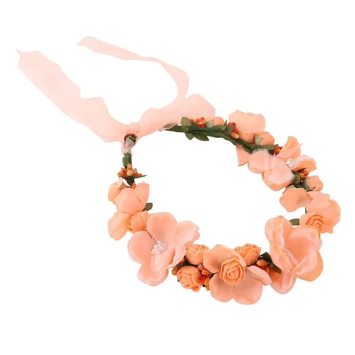 Earrings Yellow Chimes Yellow Chimes Tiara for Women and Girls Floral Hair Vine for Women White Bridal Hair Vine Tiara Headband Hair Accessories Wedding Jewellery for Girls and Women Pink1