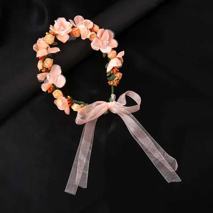 Earrings Yellow Chimes Yellow Chimes Tiara for Women and Girls Floral Hair Vine for Women White Bridal Hair Vine Tiara Headband Hair Accessories Wedding Jewellery for Girls and Women Pink1