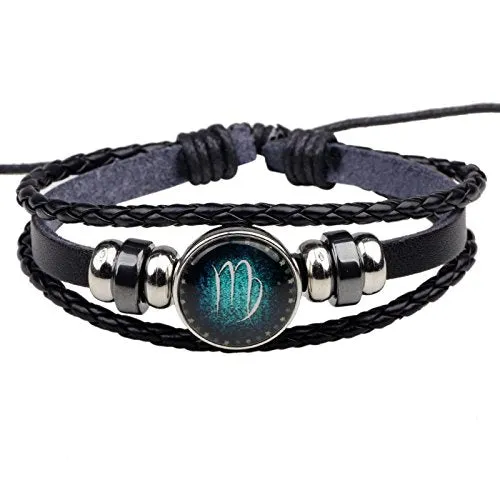 Earrings Yellow Chimes Zodiac Sign Constellation Handmade Black Leather Bracelet for Men and WomenUnisex Virgo Yellow Chimes Earrings Yellow Chimes Zodiac Sign Constellation Handmade Black Leather Bracelet for Men and WomenUnisex Virgo Yellow Chimes