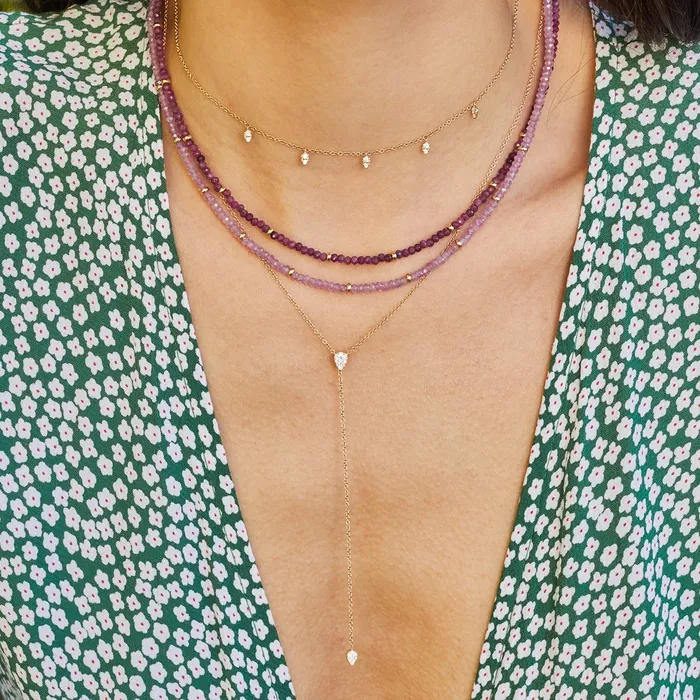 Full Cut Diamond Teardrop Lariat Necklace ef collection Necklaces