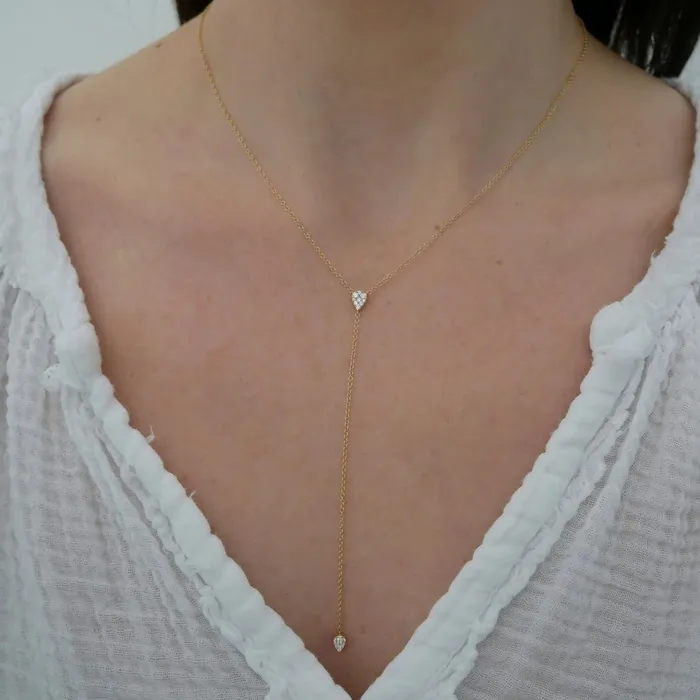 Full Cut Diamond Teardrop Lariat Necklace ef collection Necklaces