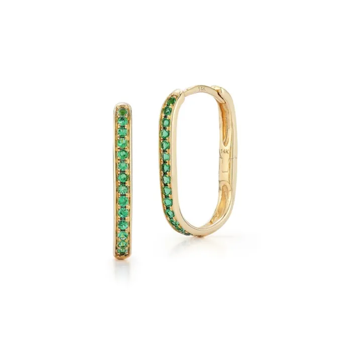 garland collection Earrings EMERALD PAPER CLIP EARRINGS