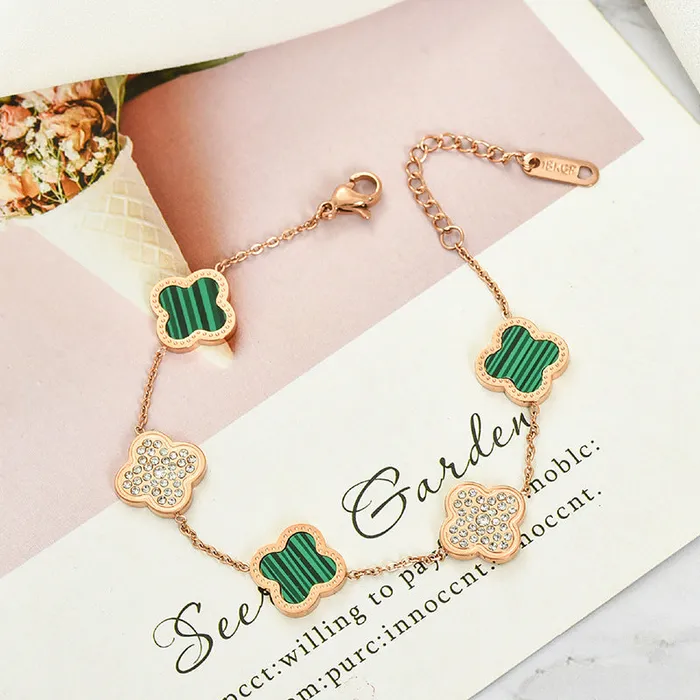 Get Signatured Bracelets Crystal Clover Leaf Bracelet