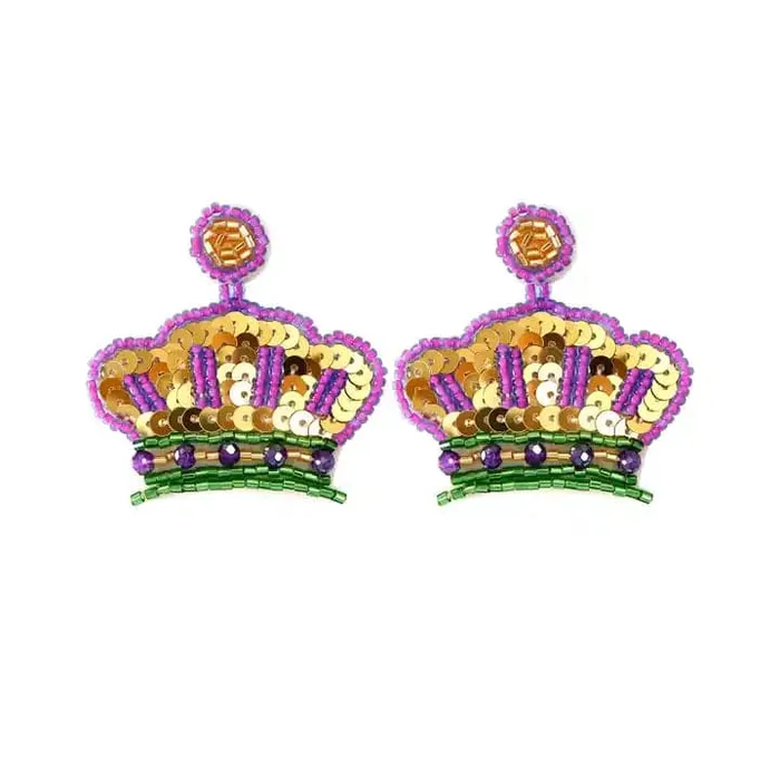 Get Signatured Earrings Beaded Mardi Gras Earrings