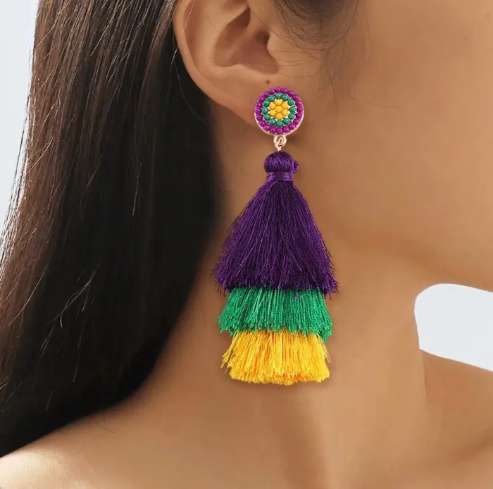 Get Signatured Earrings Beaded Mardi Gras Earrings Get Signatured Earrings Beaded Mardi Gras Earrings