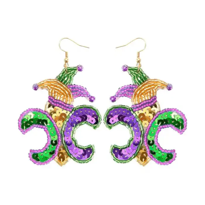 Get Signatured Earrings Beaded Mardi Gras Earrings Get Signatured Earrings Beaded Mardi Gras Earrings