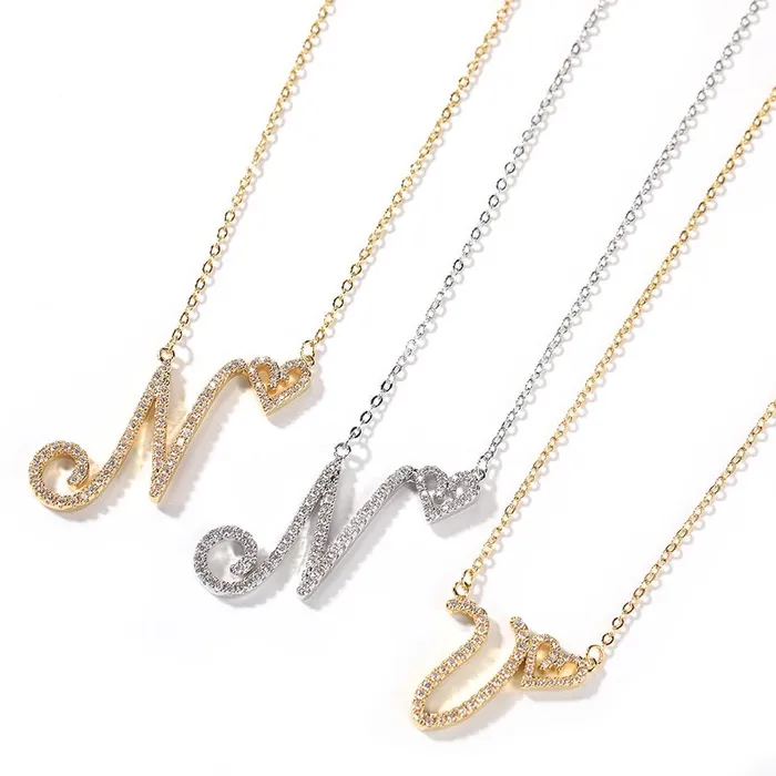 Get Signatured Necklaces Cursive Initial Heart Necklace